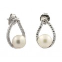 BOUCLES D'OREILLES EN ARGENT RHODIÉ OR BLANC 18 KT AVEC ZIRCONE