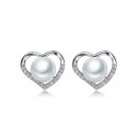 EARRINGS-HEART IN SILVER RHODIUM-PLATED WHITE GOLD 18 KT WITH ZIRCONIA