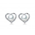 ORECCHINI CUORE IN ARGENTO RODIATO ORO BIANCO 18 KT CON ZIRCONI