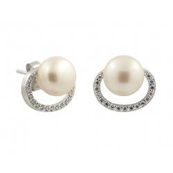 BOUCLES D'OREILLES EN ARGENT RHODIÉ OR BLANC 18 KT AVEC ZIRCONE