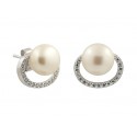 BOUCLES D'OREILLES EN ARGENT RHODIÉ OR BLANC 18 KT AVEC ZIRCONE