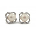 ARETES EN PLATA RODIO CHAPADO EN ORO BLANCO DE 18 KT CON ZIRCONIA