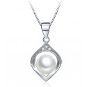 NECKLACE IN SILVER RHODIUM-PLATED WHITE GOLD 18 KT WITH PEARL AND CUBIC ZIRCONIA BRILLIANT CUT