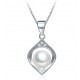 KT 18 ARGENT RHODIÉ COEUR COLLIER en OR BLANC avec ZIRCON CUBIQUE ROND BRILLANT COUPÉ