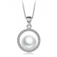 COLLANA IN ARGENTO RODIATO ORO BIANCO 18 KT CON PERLA E ZIRCONI TAGLIO BRILLANTE