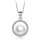 WHITE GOLD 18 KT RHODIUM PLATED SILVER PENDANT NECKLACE with BRILLIANT CUBIC ZIRCONIA