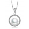 OR BLANC 18 KT RHODIUM PLAQUÉ ARGENT PENDENTIF avec ZIRCON BRILLANT