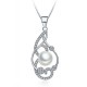 RHODIUM-PLATED SILVER PENDANT NECKLACE WHITE GOLD WITH PEARL AND ZIRCONS