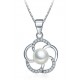 BUTTERFLY PENDANT NECKLACE IN RHODIUM-PLATED WHITE GOLD WITH PEARL AND ZIRCONS