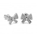 EARRINGS BOW BIRTH IN RHODIUM-PLATED SILVER WHITE GOLD 18 KT WITH ZIRCONIA 