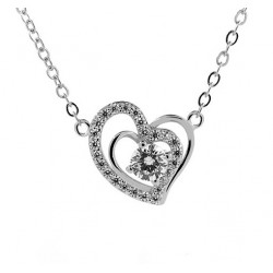 HEART NECKLACE IN SILVER RHODIUM-PLATED WHITE GOLD WITH ZIRCONS