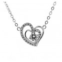 HEART NECKLACE IN SILVER RHODIUM-PLATED WHITE GOLD WITH ZIRCONS