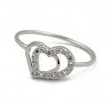 RING WOMEN'S HEART IN SILVER RHODIUM-PLATED WHITE GOLD WITH ZIRCONS