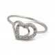 RING WHITE GOLD AND RHODIUM-PLATED SILVER HEART CUBIC ZIRCONIA