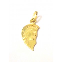 PENDANT, HALF A HEART, SHE IN YELLOW GOLD 18 KT + NECKLACE LACE FREE