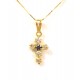 NECKLACE WITH CROSS PENDANT IN YELLOW GOLD 18 KT WITH ZIRCONIA