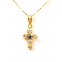 COLLANA CON CIONDOLO CROCE IN ORO GIALLO 18 KT CON ZIRCONI