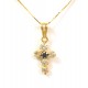 COLLANA CON CIONDOLO CROCE IN ORO GIALLO 18 KT CON ZIRCONI