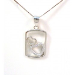 COLLANA UNISEX CON CUORE IN ARGENTO RODIATO ORO BIANCO 18 KT