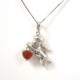 18 KT WHITE GOLD RHODIUM SILVER FLOWER NECKLACE with CUBIC ZIRCONIA