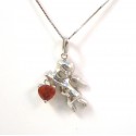 NECKLACE UNISEX CUPID SILVER RHODIUM-PLATED WHITE GOLD 18 KT AND CUBIC ZIRCONIA