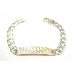 BRACCIALE CATENA E PIASTRA DA UOMO IN ARGENTO RODIATO ORO BIANCO 18 KT 