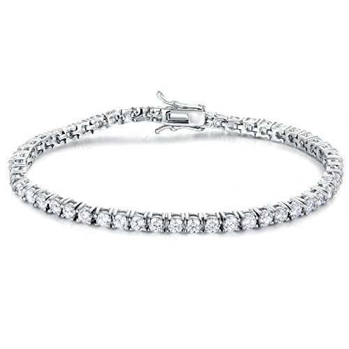 BRACCIALE TENNIS DA UOMO IN ARGENTO 925 RODIATO ORO BIANCO CON ZIRCONI