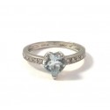 SOLITAIRE RING FROM WOMAN IN WHITE GOLD 18 KT WITH AQUAMARINE AND ZIRCONS 
