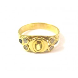 ANELLO DA DONNA IN ORO GIALLO 18 KT CON ZIRCONI E ONICE