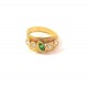 ANELLO DA DONNA IN ORO GIALLO 18 KT CON ZIRCONI BIANCHI E VERDE
