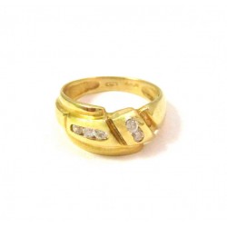 ANELLO DA DONNA IN ORO GIALLO 18 KT CON ZIRCONI TAGLIO BRILLANTE