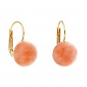 EARRINGS DOTEA IN YELLOW GOLD 18 KT WITH NATURAL CORAL