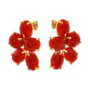 COLGANTE PENDIENTES EN ORO AMARILLO DE 18 KT CON CORAL NATURAL