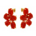 PENDANT EARRINGS IN YELLOW GOLD 18 KT WITH NATURAL CORAL