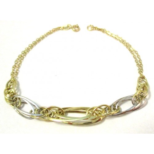 BRACCIALE DA DONNA IN ORO GIALLO E BIANCO 18 KT MAGLIA CATENA ALTERNATA