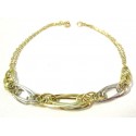 BRACCIALE DA DONNA IN ORO GIALLO E BIANCO 18 KT MAGLIA CATENA ALTERNATA