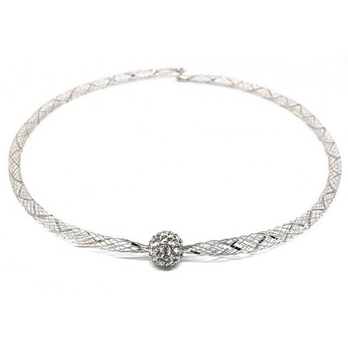 COLLANA DA DONNA GIROCOLLO IN ORO BIANCO 18 KT CON ZIRCONI BIANCHI TAGLIO BRILLANTE