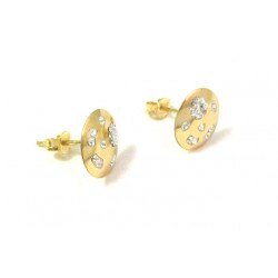 BOUCLES D'OREILLES EN OR JAUNE 18 KT AVEC ZIRCONE TAILLE BRILLANT