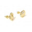 PENDIENTES EN ORO AMARILLO DE 18 K, CON CIRCONIA CORTE BRILLANTE