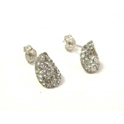 PENDIENTES EN ORO BLANCO DE 18 QUILATES CON PAVE' DE ZIRCONIA CÚBICA CORTE BRILLANTE