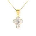 COLLANA UNISEX CON CROCE IN ORO GIALLO 18 KT CON PAVE' DI ZIRCONI TAGLIO BRILLANTE