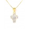 COLLANA UNISEX CON CROCE IN ORO GIALLO 18 KT CON PAVE' DI ZIRCONI TAGLIO BRILLANTE