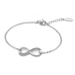 BRACCIALE INFINITO IN ARGENTO RODIATO IN ORO BIANCO CON ZIRCONI TAGLIO BRILLANTE