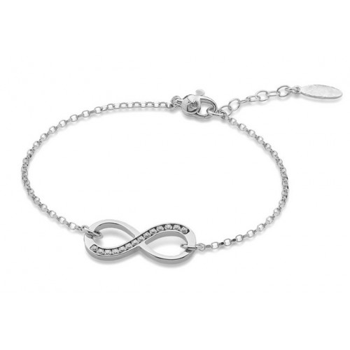 BRACCIALE INFINITO IN ARGENTO RODIATO IN ORO BIANCO CON ZIRCONI TAGLIO BRILLANTE