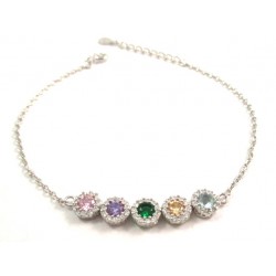 BRACCIALE DA DONNA IN ARGENTO RODIATO IN ORO BIANCO CON ZIRCONI TAGLIO BRILLANTE