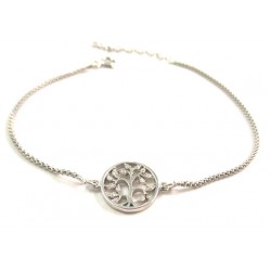 BRACCIALE DA DONNA ALBERO DELLA VITA IN ARGENTO RODIATO ORO BIANCO CON ZIRCONI 