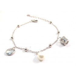 BRACELET FEMME AVEC CHERM EN ARGENT RHODIÉ OR BLANC 18 KT