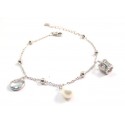 BRACELET WOMAN WITH CHERM IN SILVER RHODIUM-PLATED IN WHITE GOLD 18 KT