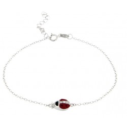 BRACELET COCCINELLE PORTE-BONHEUR EN RHODIUM PLAQUÉ ARGENT, EN OR BLANC AVEC DES ZIRCONS