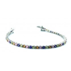 BRACCIALE TENNIS UNISEX IN ARGENTO RODIATO ORO BIANCO CON ZIRCONI MULTICOLOR